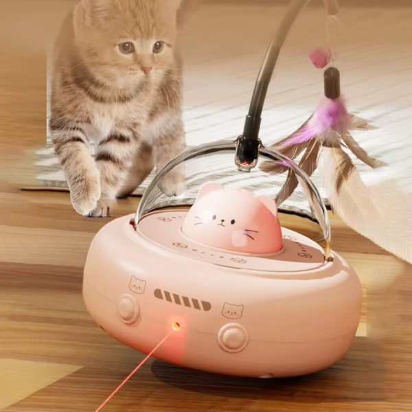 Interactive Rotating Cat Toy with Feathers / Laser / Reachargeable