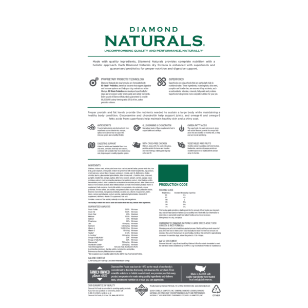 Diamond Naturals Large Breed Adult Dry Dog Food Lamb Meal and Rice Formula